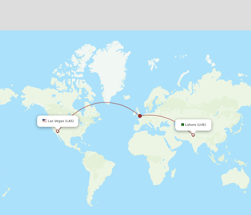 Las Vegas - Lahore route map and flight paths
