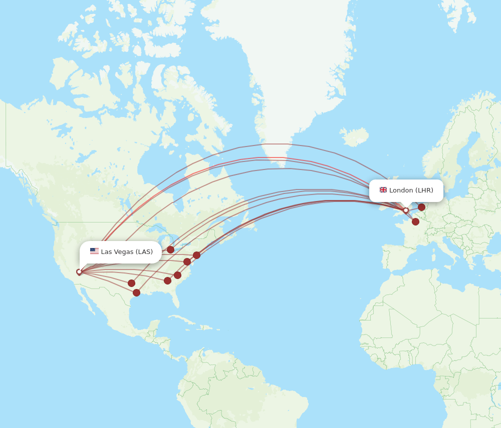 LAS-LHR flight routes
