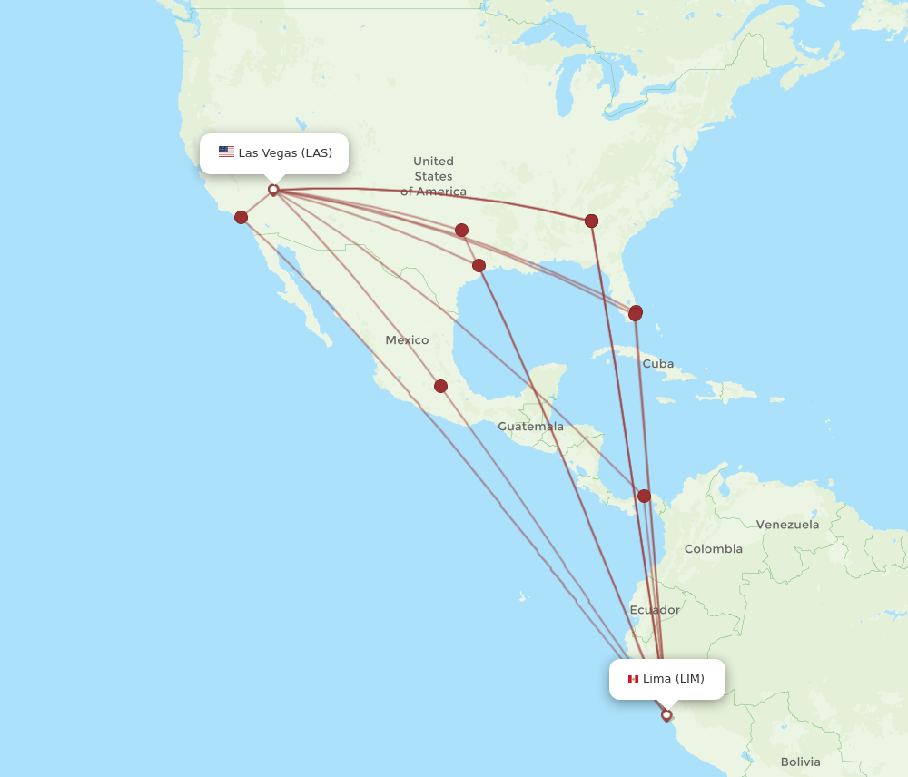 LAS to LIM flights and routes map