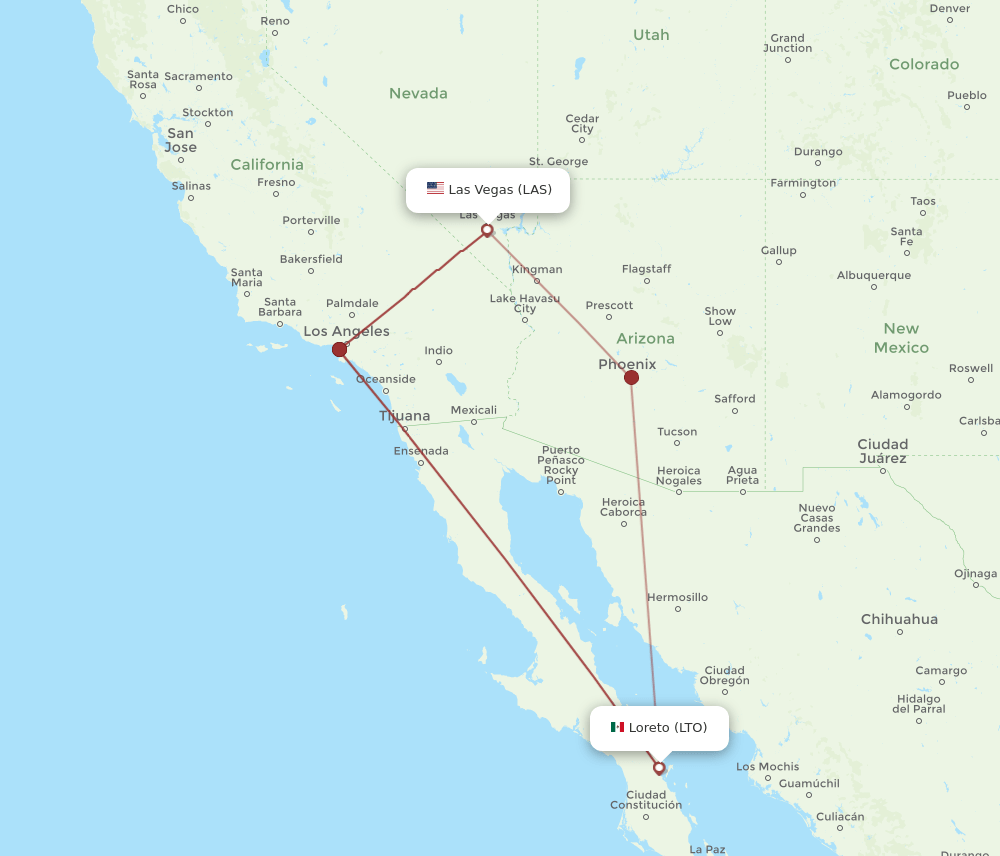 LAS-LTO flight routes
