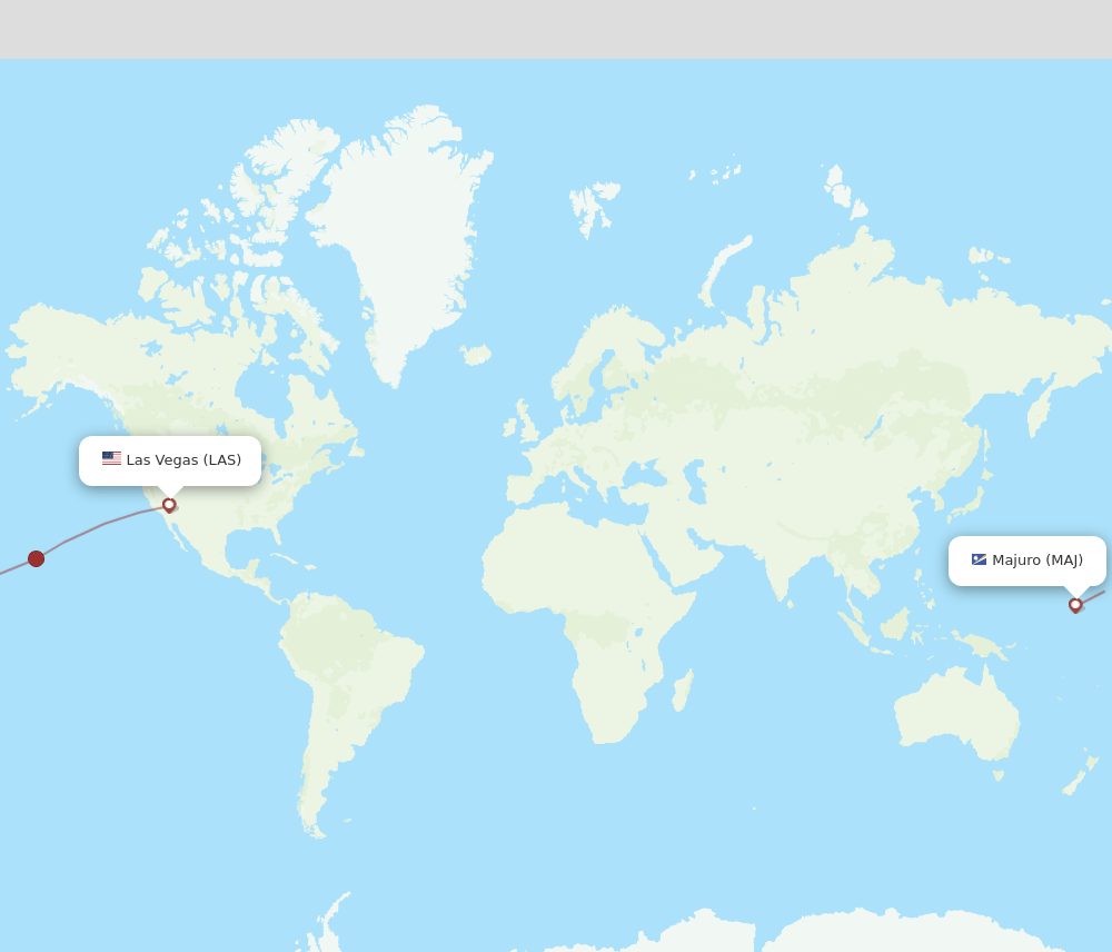 Majuro - Las Vegas route map and flight paths