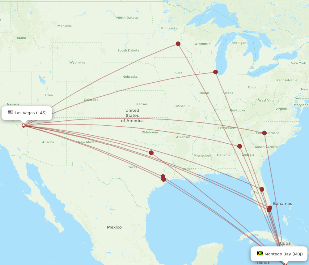 LAS-MBJ flight routes