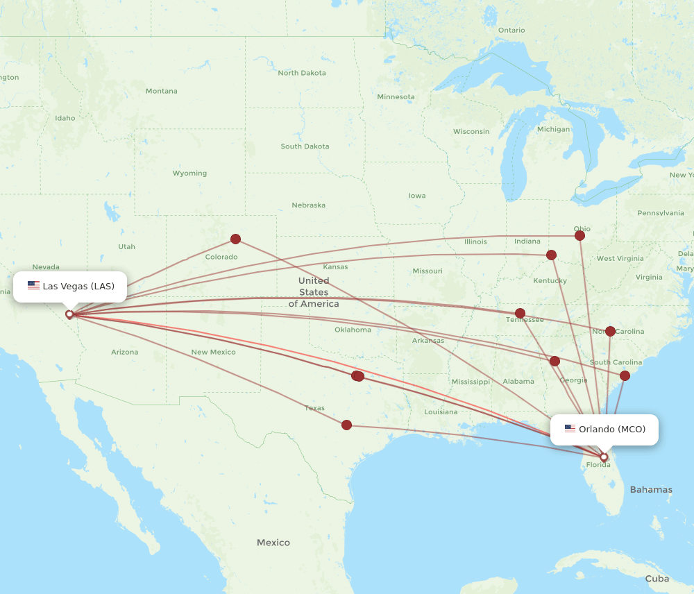 LAS-MCO flight routes