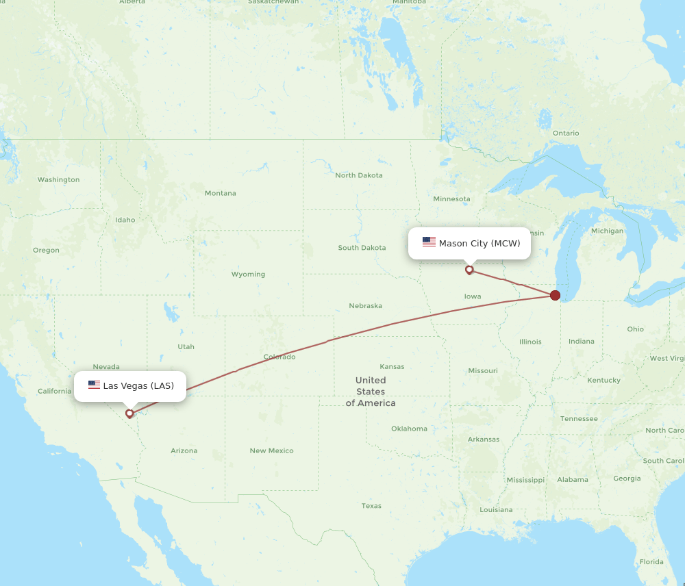 LAS-MCW flight routes