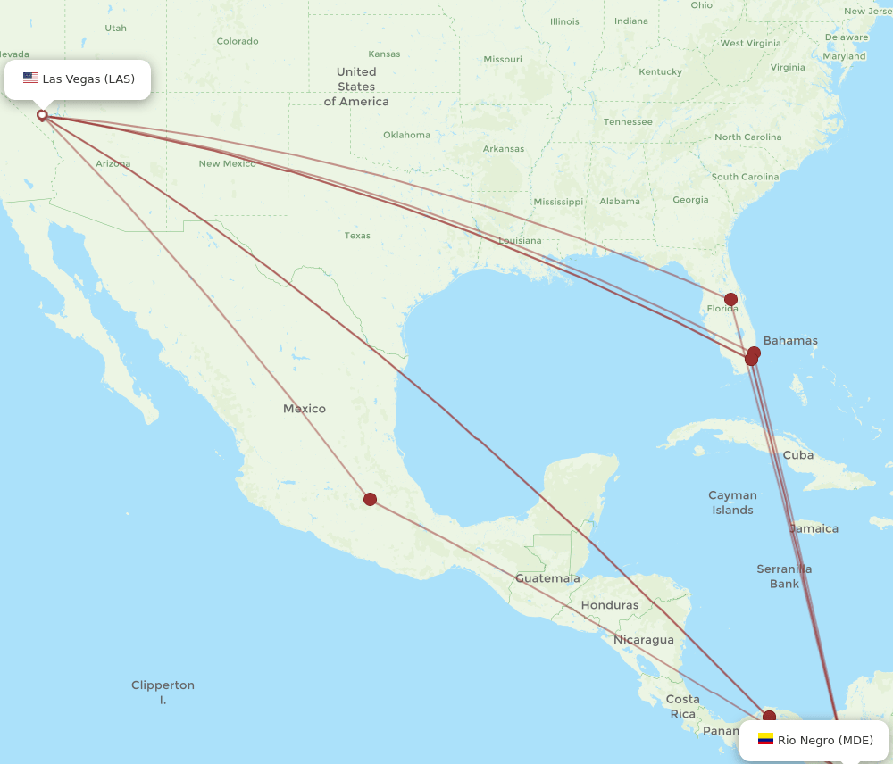 LAS-MDE flight routes