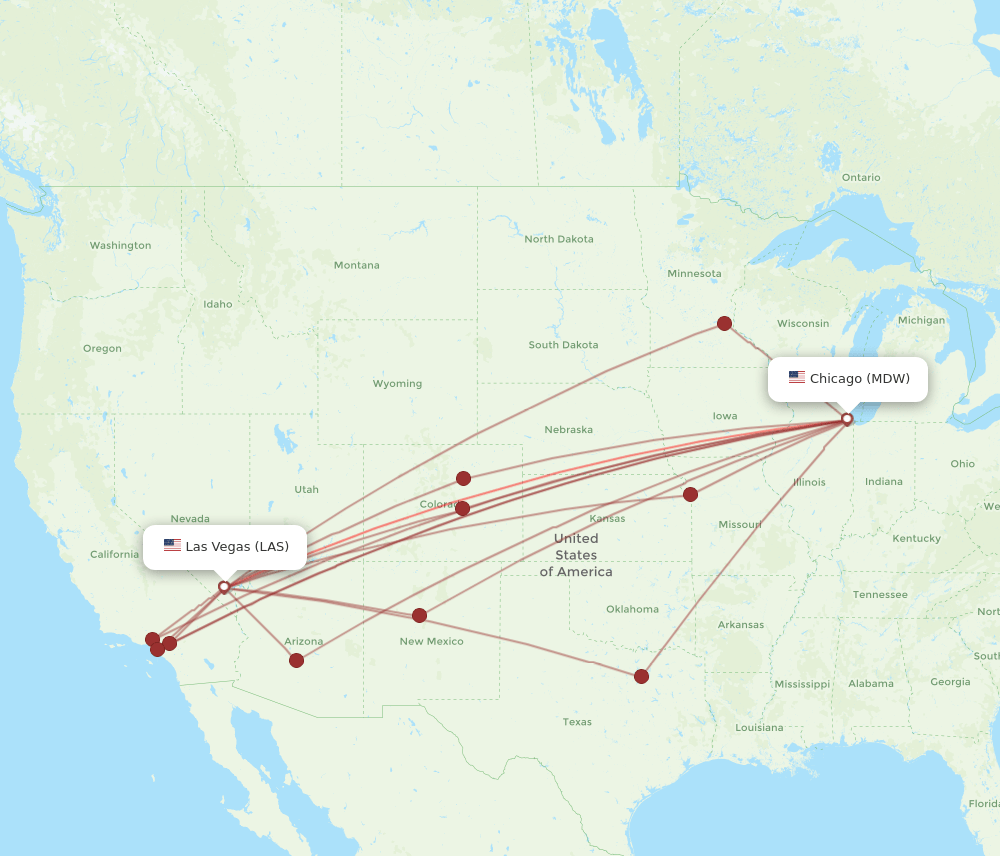 LAS-MDW flight routes