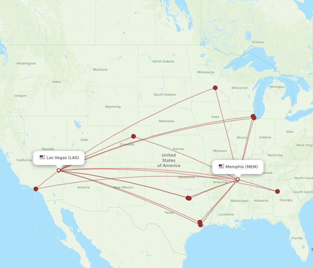 LAS-MEM flight routes