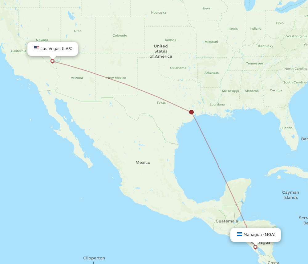 LAS-MGA flight routes