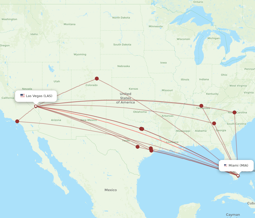 LAS-MIA flight routes