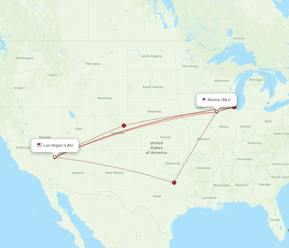 LAS-MLI flight routes
