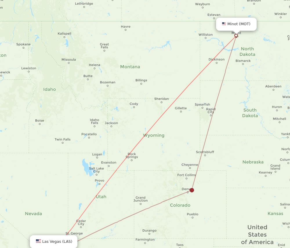 LAS to MOT flights and routes map