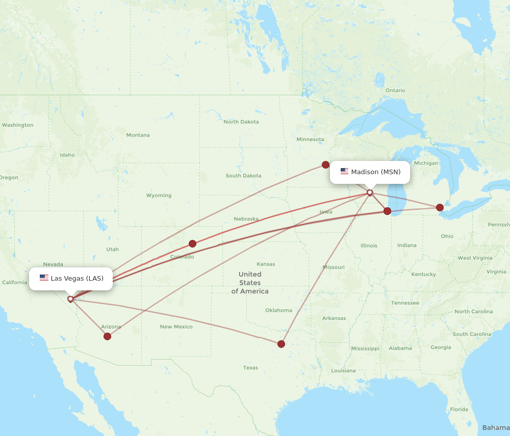LAS to MSN flights and routes map