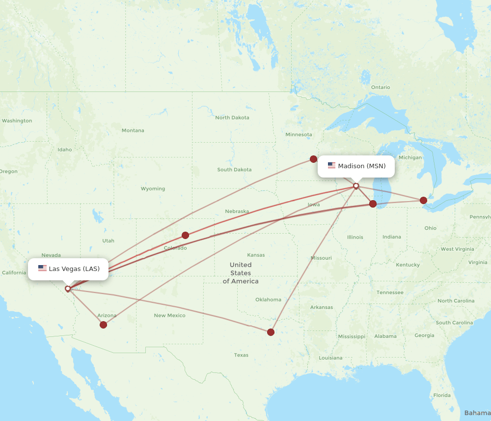 LAS-MSN flight routes