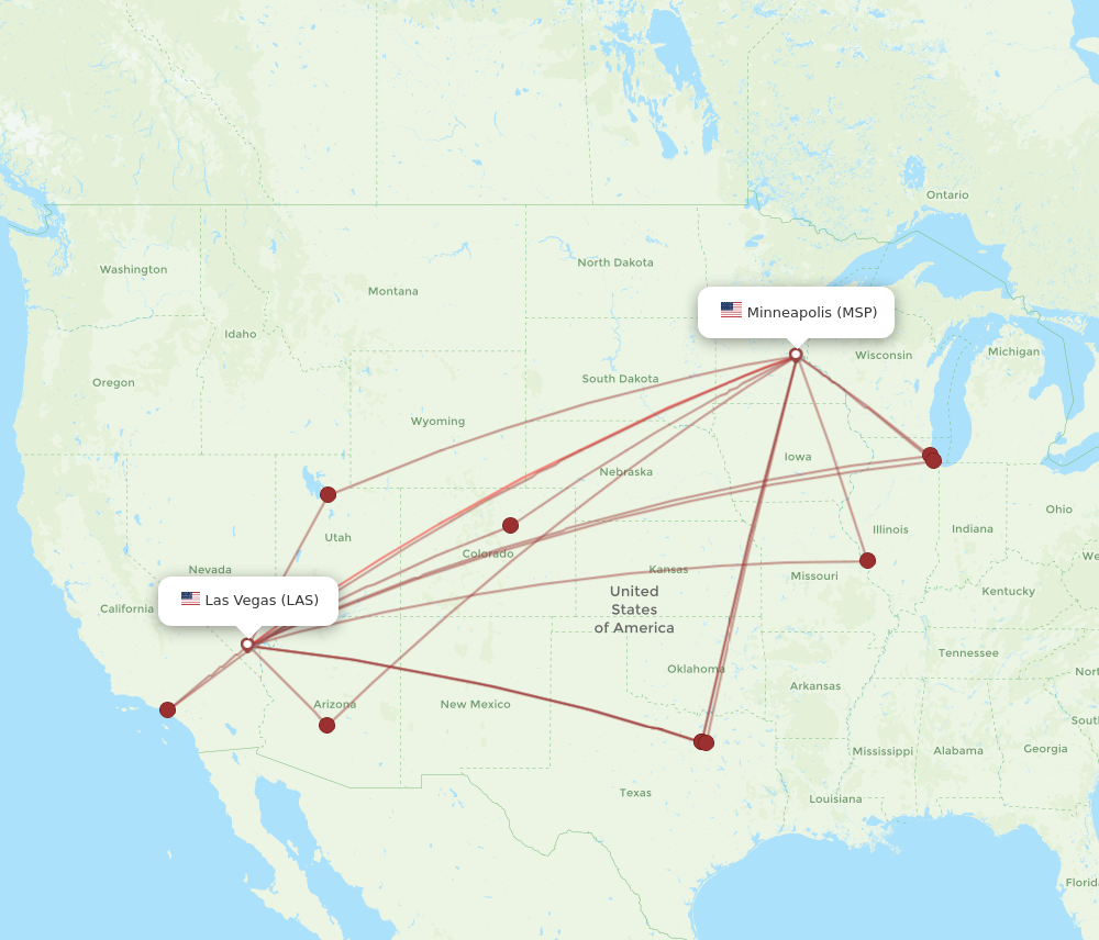 LAS to MSP flights and routes map
