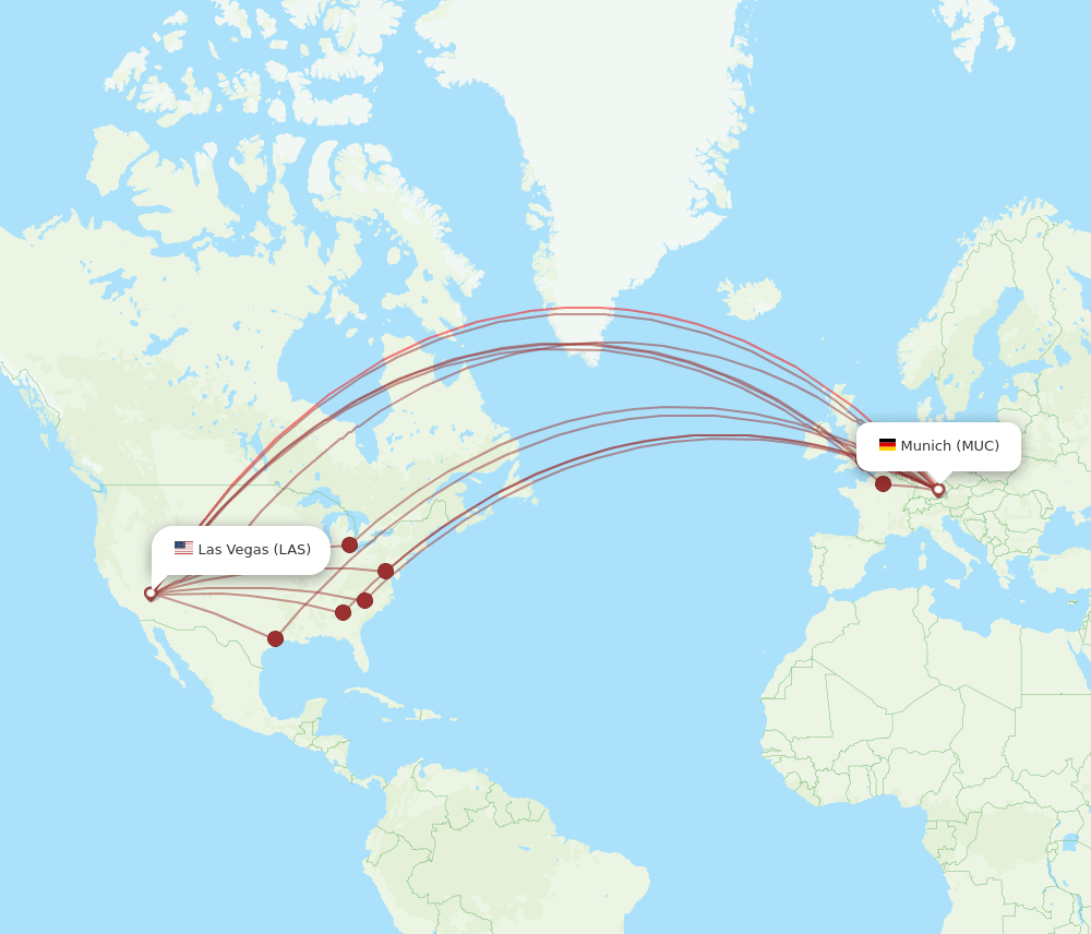 LAS-MUC flight routes