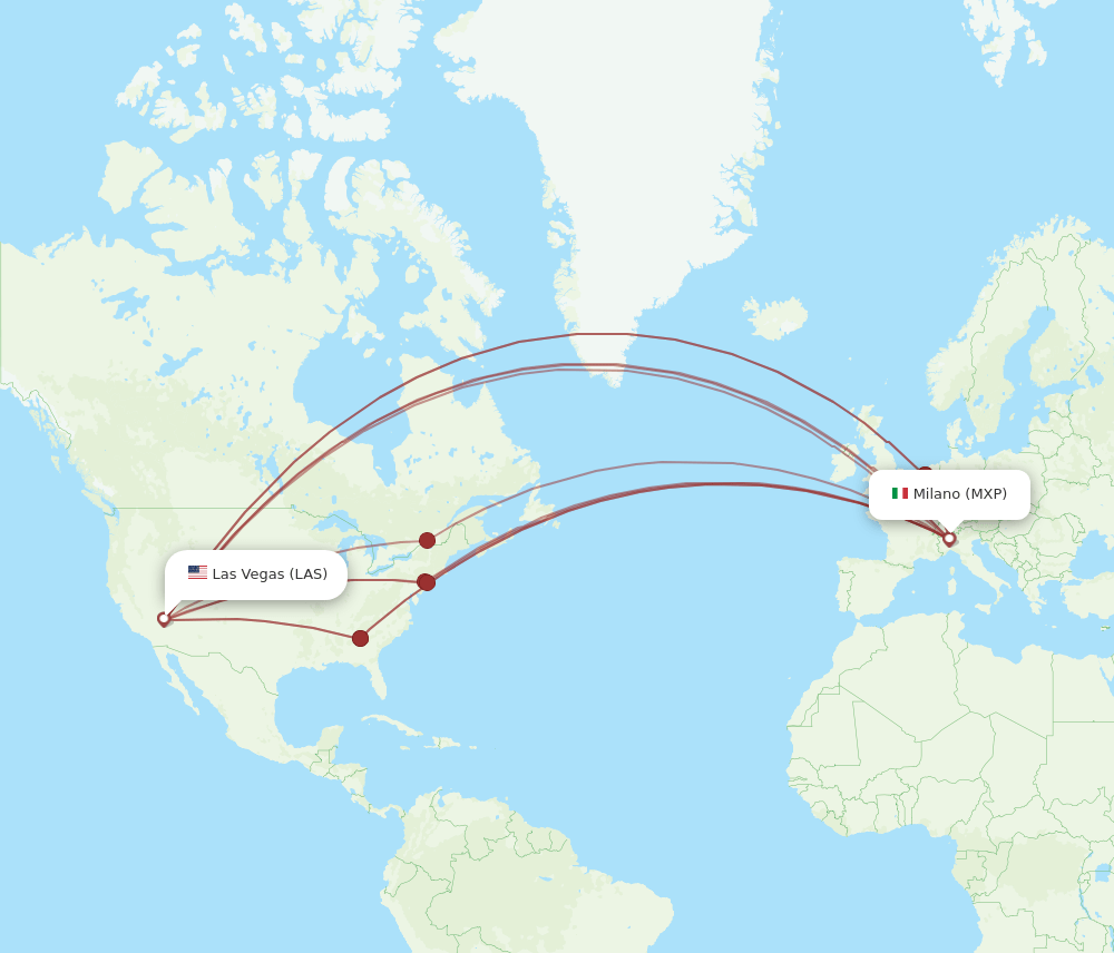 LAS-MXP flight routes