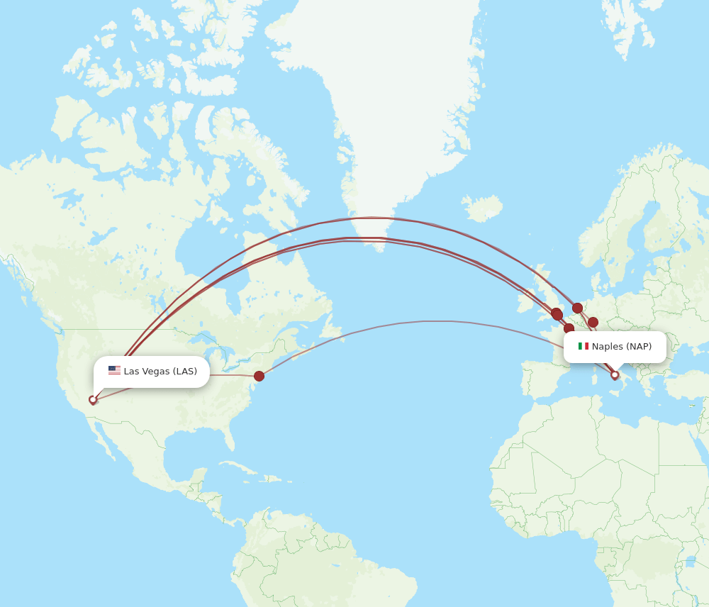 LAS-NAP flight routes