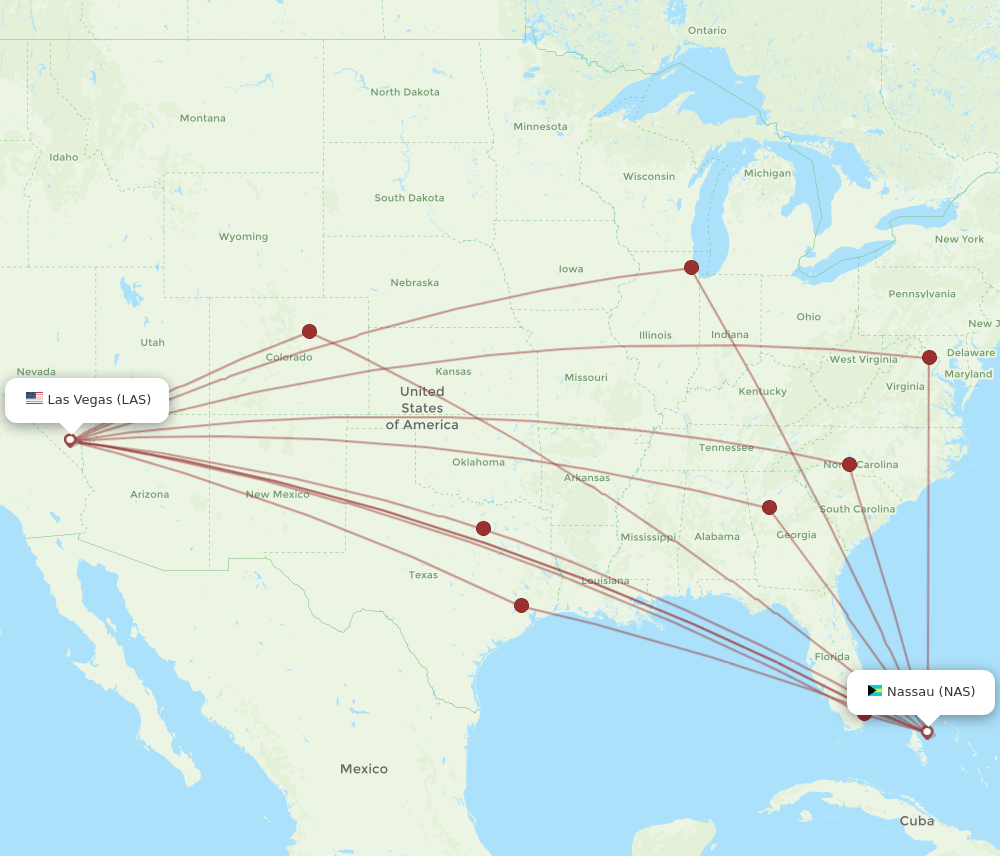 LAS-NAS flight routes