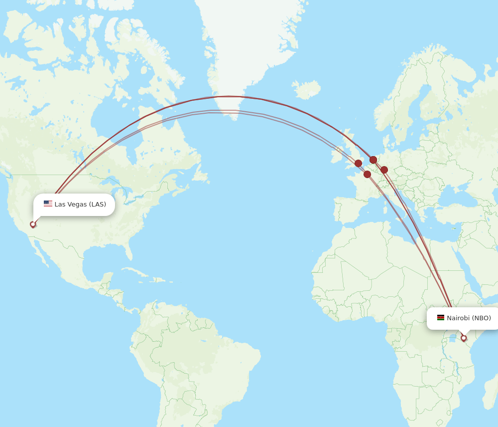 LAS-NBO flight routes