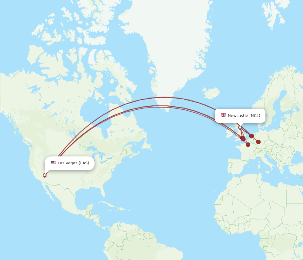 LAS-NCL flight routes