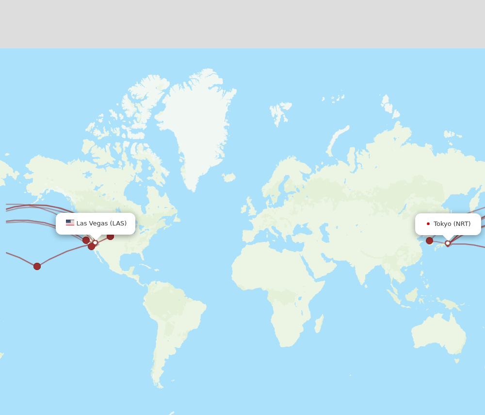 LAS to NRT flights and routes map