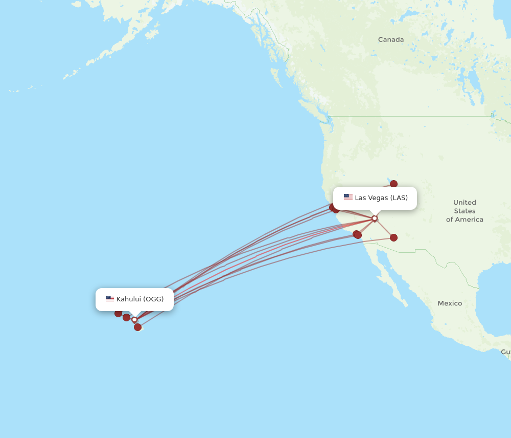 LAS to OGG flights and routes map