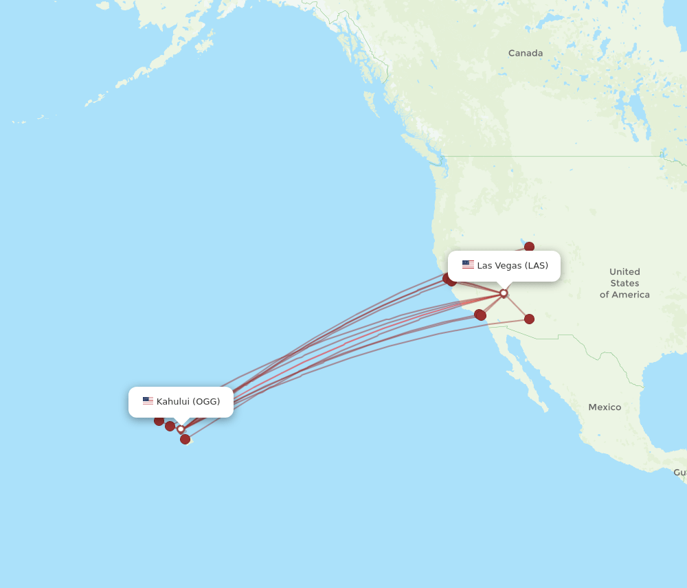 LAS-OGG flight routes