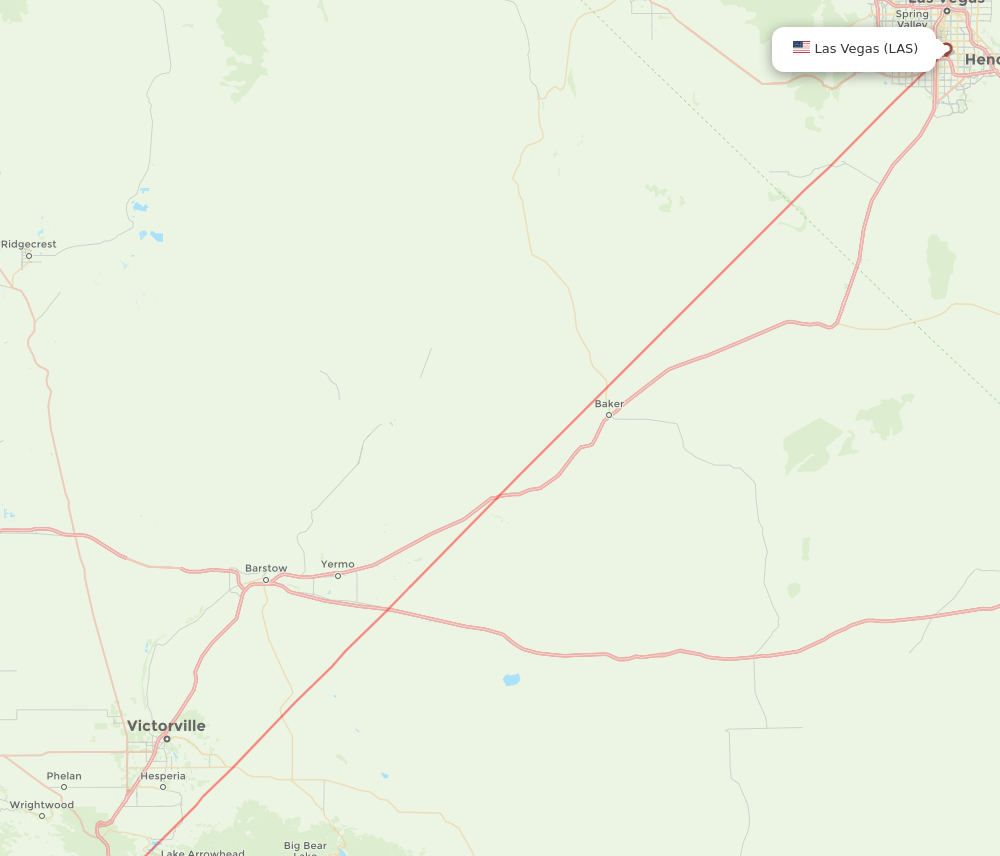 Las Vegas - Ontario route map and flight paths