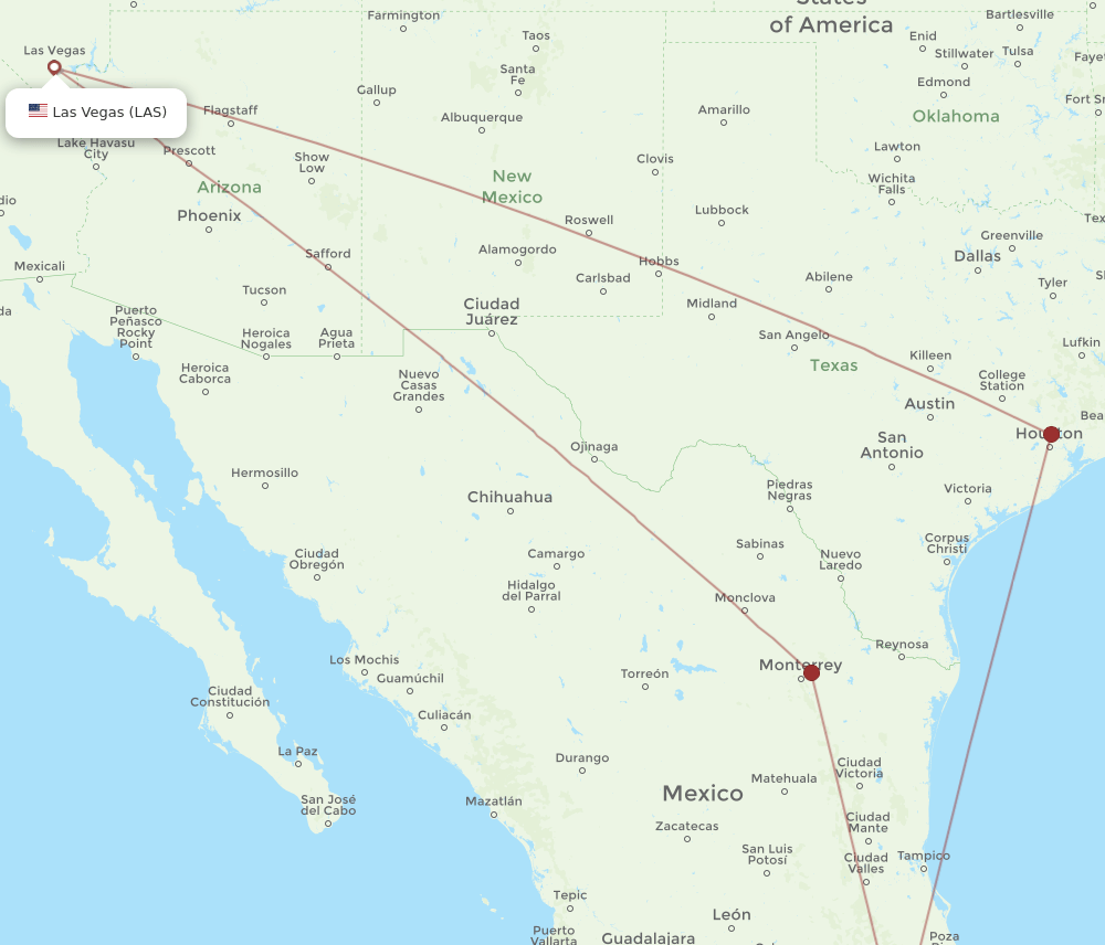 LAS to PBC flights and routes map