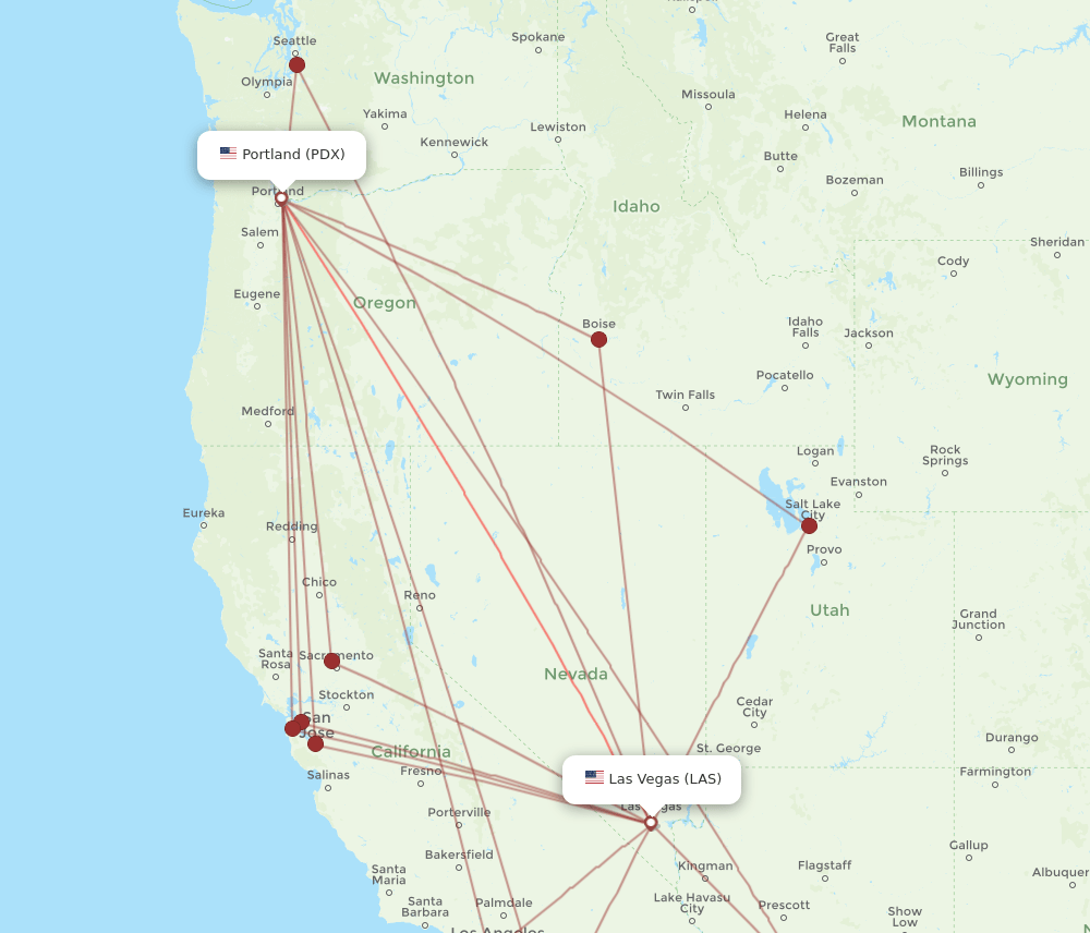 LAS-PDX flight routes