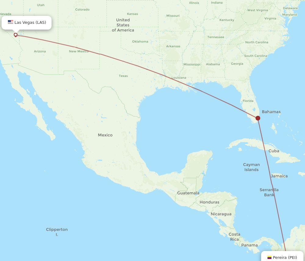 LAS to PEI flights and routes map