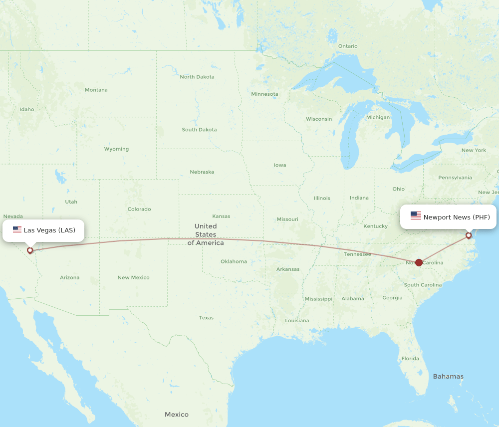 LAS-PHF flight routes