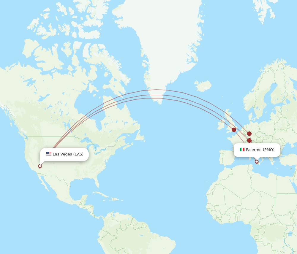 LAS-PMO flight routes