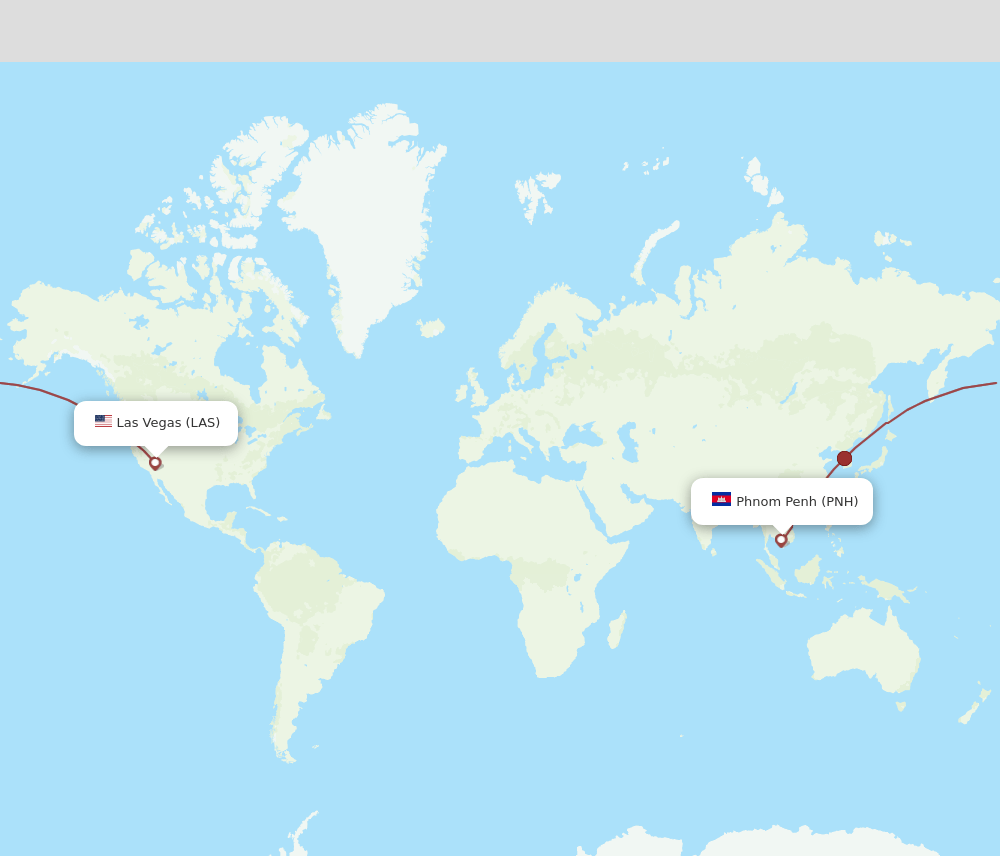 Las Vegas - Phnom Penh route map and flight paths
