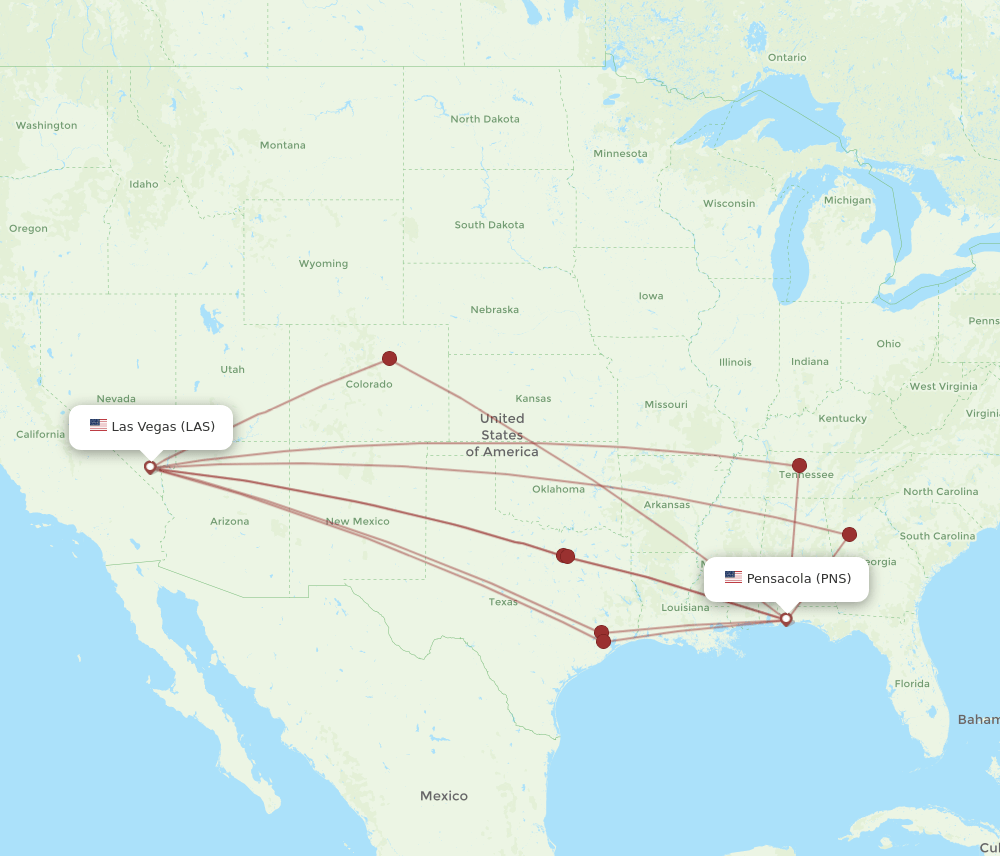 LAS-PNS flight routes