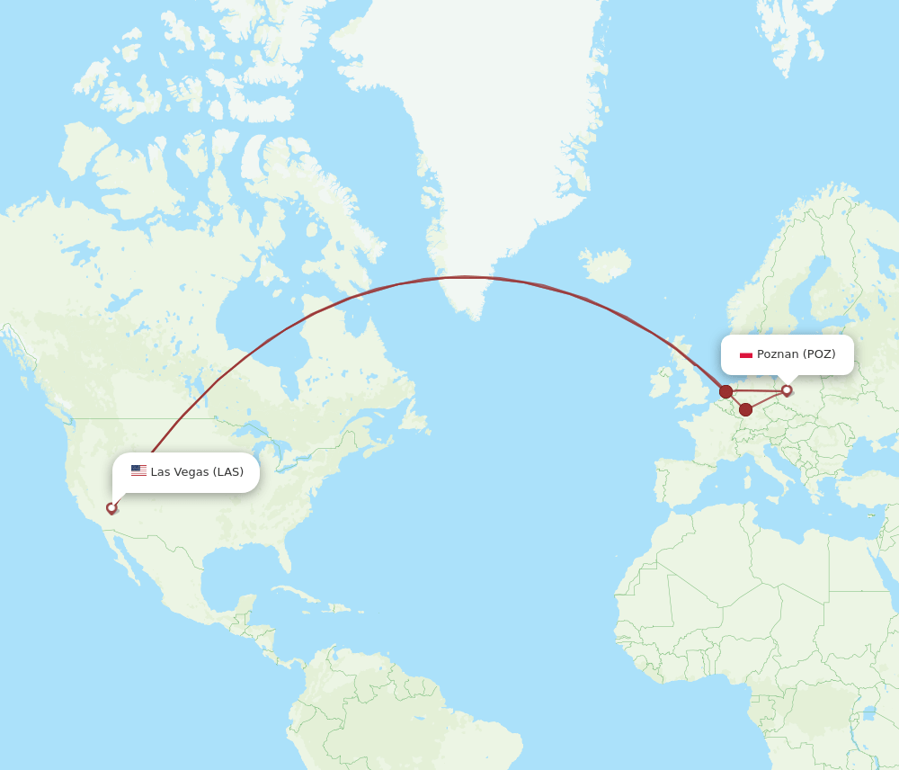 LAS-POZ flight routes