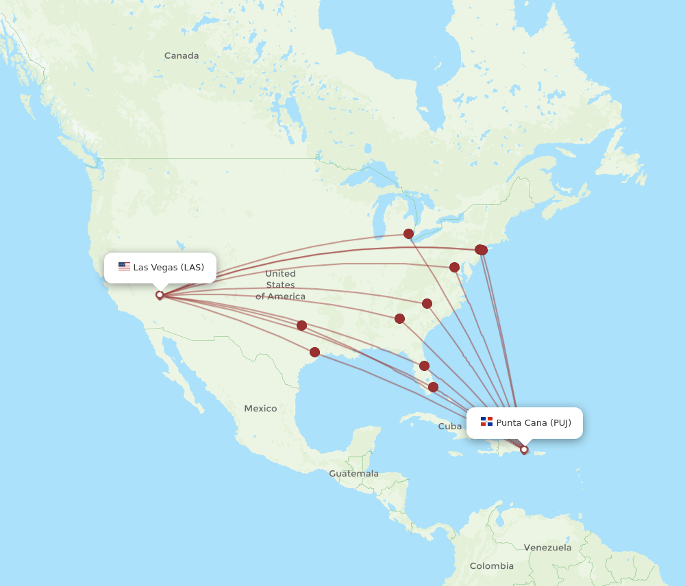 LAS-PUJ flight routes