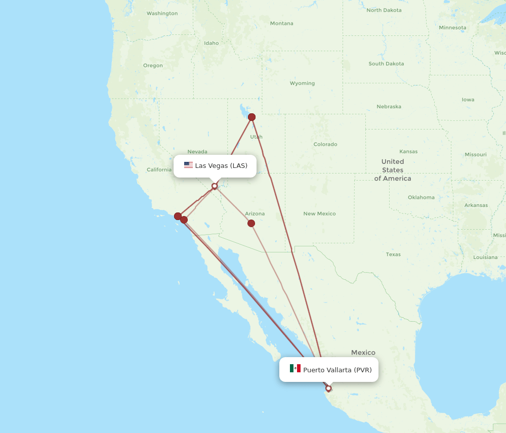 LAS-PVR flight routes