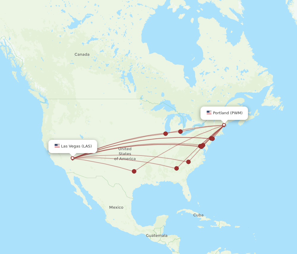 LAS-PWM flight routes