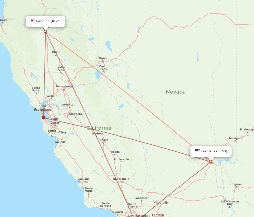 LAS-RDD flight routes
