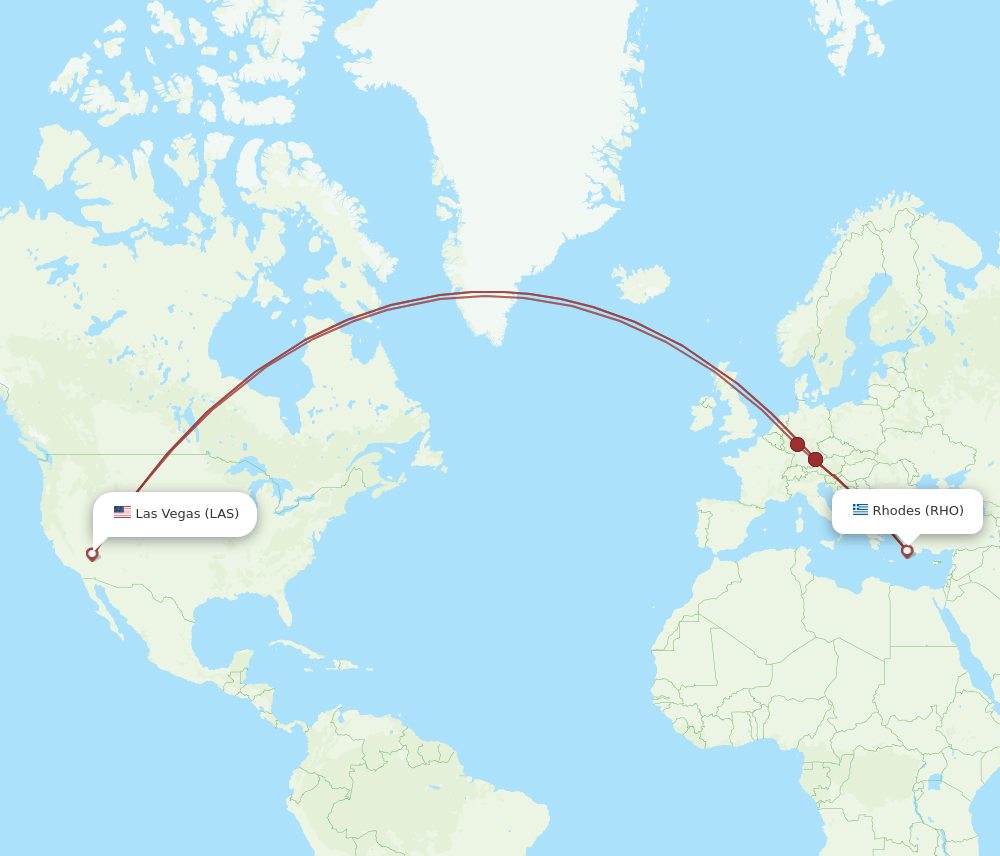 LAS-RHO flight routes