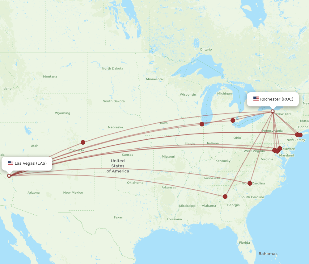 LAS-ROC flight routes