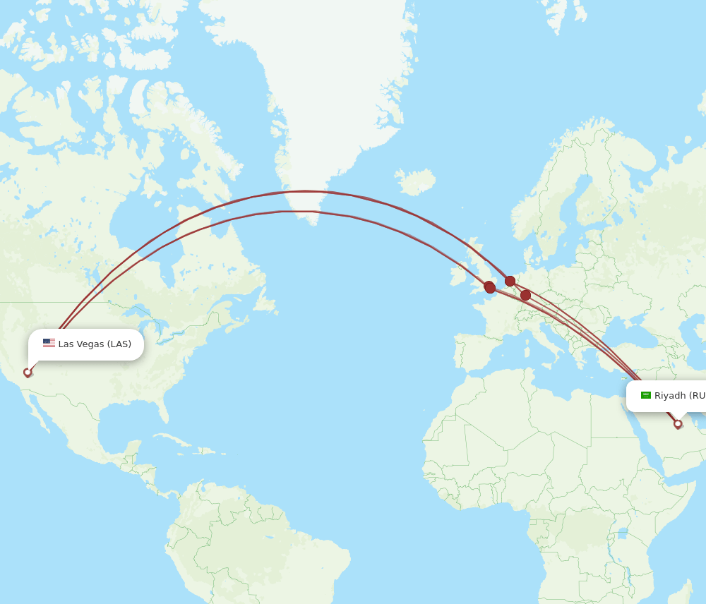 LAS-RUH flight routes