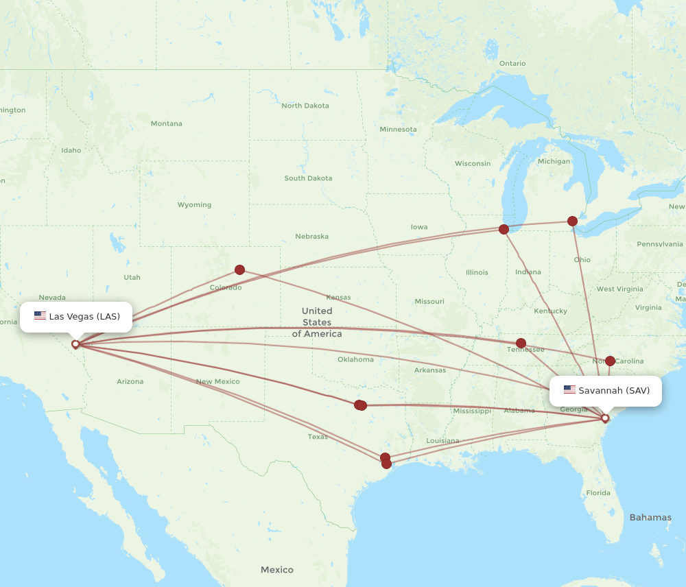 LAS-SAV flight routes