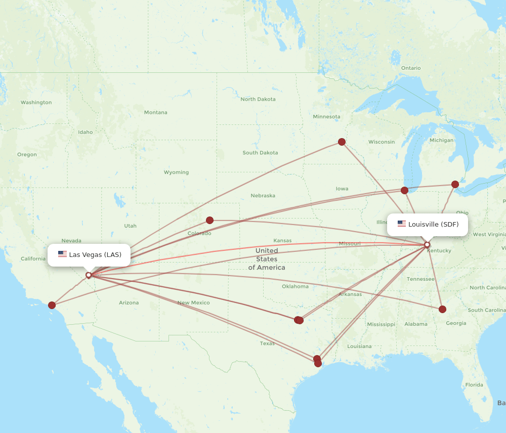 LAS-SDF flight routes