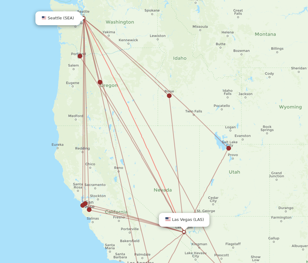 LAS-SEA flight routes