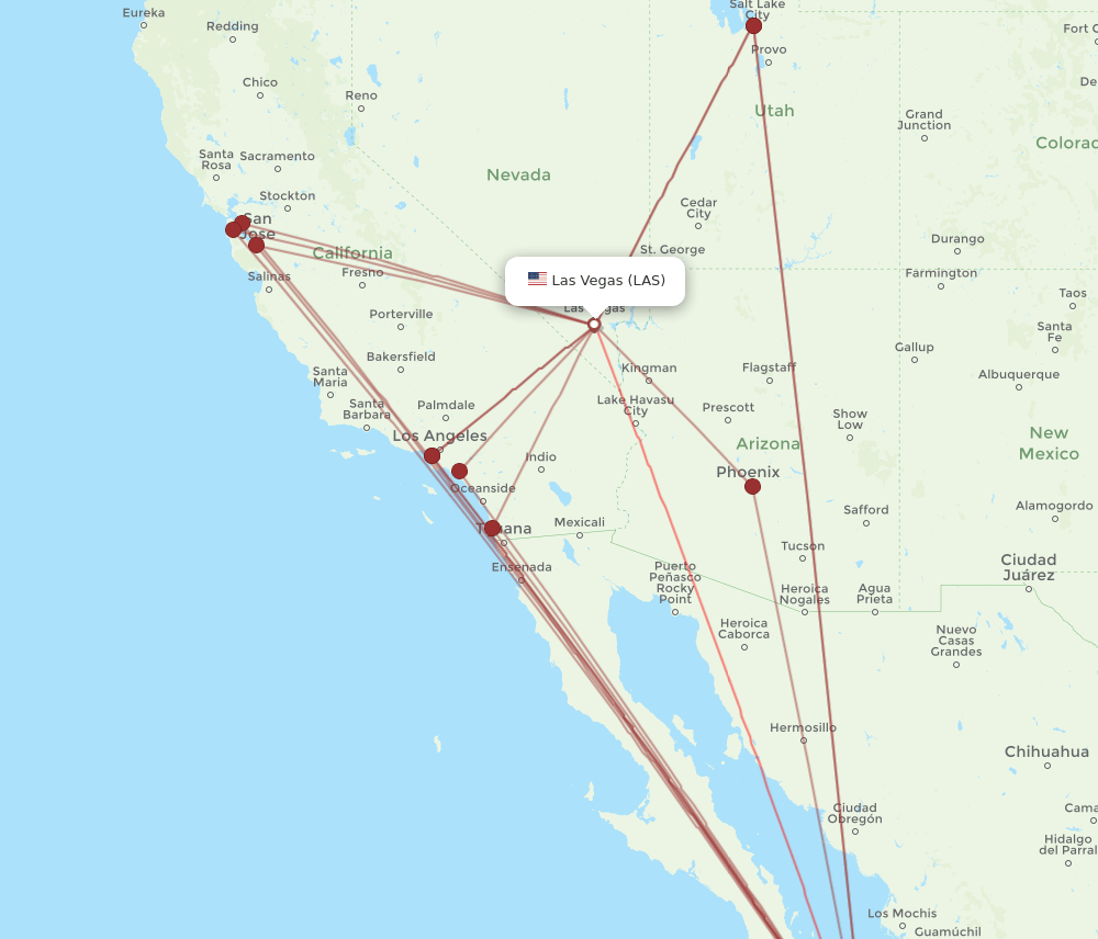 LAS to SJD flights and routes map
