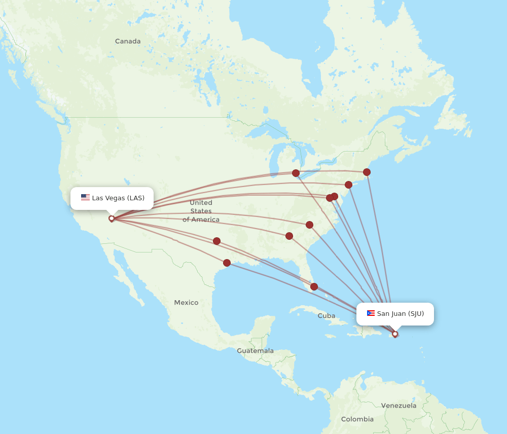 LAS-SJU flight routes