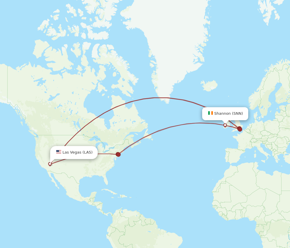 LAS-SNN flight routes