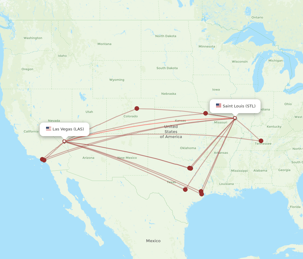 LAS-STL flight routes
